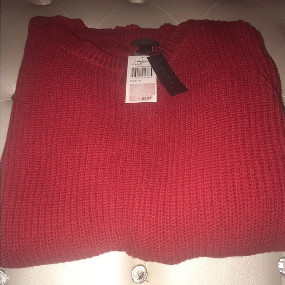 NEW Only Mine Cherry Red Knit Hi-Lo Sweater Size XL - Picture 7 of 15